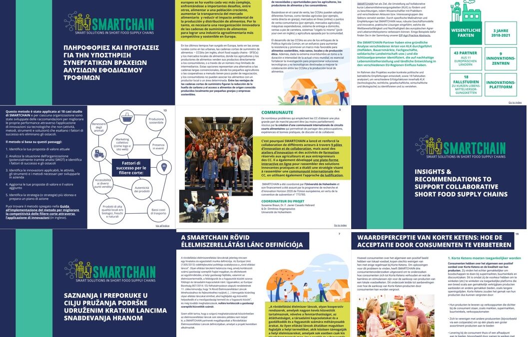 SMARTCHAIN Booklet “Insights & recommendations to support collaborative Short Food Supply Chains” available in 9 European languages